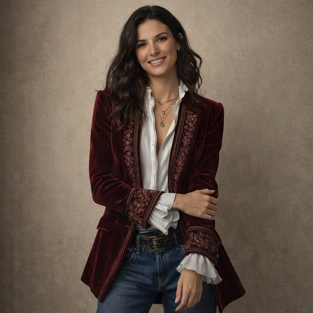 Nuria™ | Elegante chaqueta de terciopelo