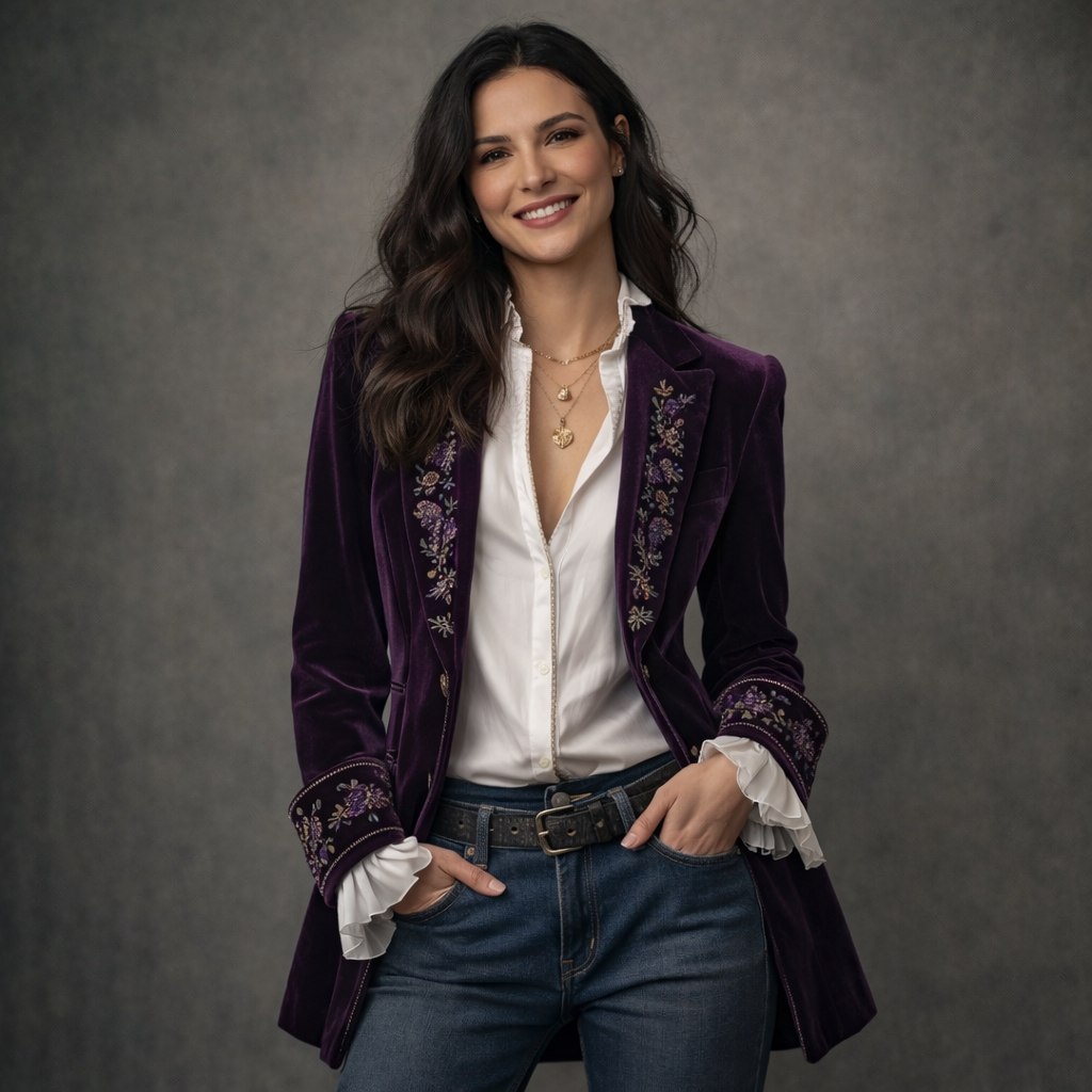 Nuria™ | Elegante chaqueta de terciopelo