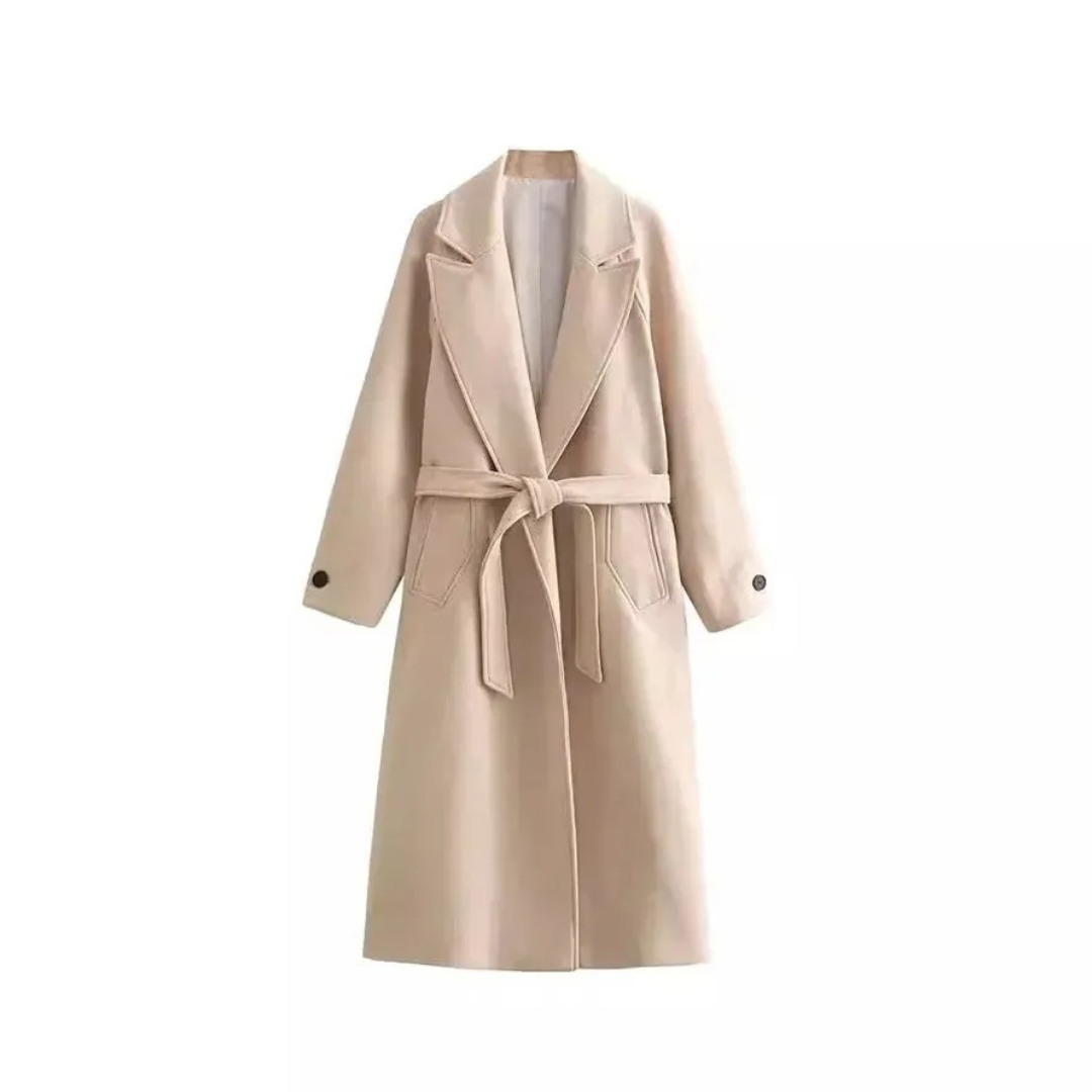 Abrigo largo con cinturon de lazo